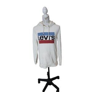 Levi's Women's hoodie Vintage Retro 1980's Logo White sweatshirt Medium